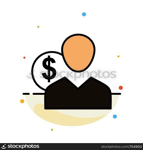 Client, User, Costs, Employee, Finance, Money, Person Abstract Flat Color Icon Template