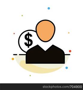 Client, User, Costs, Employee, Finance, Money, Person Abstract Flat Color Icon Template