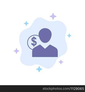 Client, User, Costs, Employee, Finance, Money, Person Blue Icon on Abstract Cloud Background