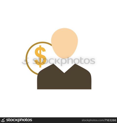 Client, User, Costs, Employee, Finance, Money, Person Flat Color Icon. Vector icon banner Template
