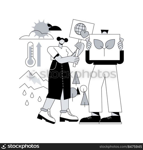 Climate change abstract concept vector illustration. Environmental activist demonstration, global warming report, weather, climatic condition change cause, greenhouse effect abstract metaphor.. Climate change abstract concept vector illustration.