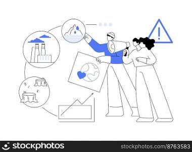 Climate change abstract concept vector illustration. Environmental activist demonstration, global warming report, weather, climatic condition change cause, greenhouse effect abstract metaphor.. Climate change abstract concept vector illustration.