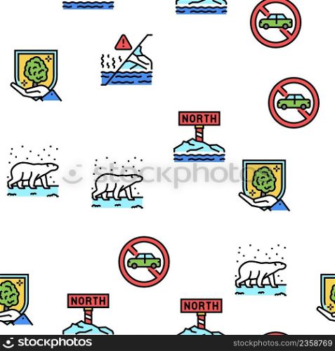 Climate Change And Eco Problem Vector Seamless Pattern Thin Line Illustration. Climate Change And Eco Problem Vector Seamless Pattern
