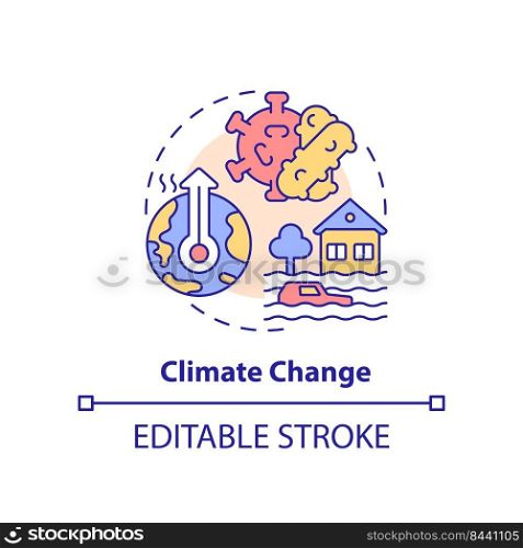 Climate change concept icon. Reason for increased risk of pandemic abstract idea thin line illustration. Isolated outline drawing. Editable stroke. Arial, Myriad Pro-Bold fonts used. Climate change concept icon