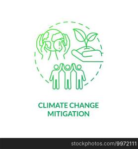 Climate change mitigation concept icon. Organic waste reduction benefit idea thin line illustration. Global warming rate. Long-term risks prevention. Vector isolated outline RGB color drawing. Climate change mitigation concept icon