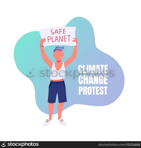 Climate change protest social media post mockup. Save planet phrase. Web banner design template. Eco activism booster, content layout with inscription. Poster, print ads and flat illustration. Climate change protest social media post mockup