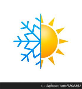 Climate change. Symbol of sun and snowflake. Vector stock illustration. Climate change. Symbol of sun and snowflake. Vector stock illustration.