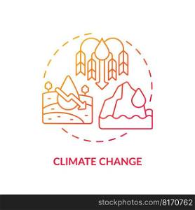 Climate changes red gradient concept icon. Ecological catastrophes causes. Water source threat abstract idea thin line illustration. Isolated outline drawing. Myriad Pro-Bold font used. Climate changes red gradient concept icon