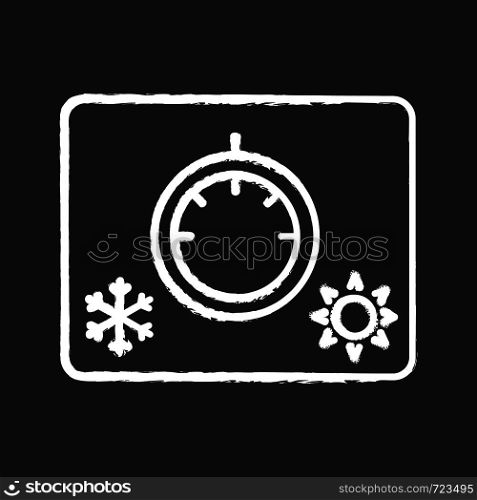 Climate control knob chalk icon. Car temperature regulation. Thermostat. Isolated vector chalkboard illustration. Climate control knob chalk icon