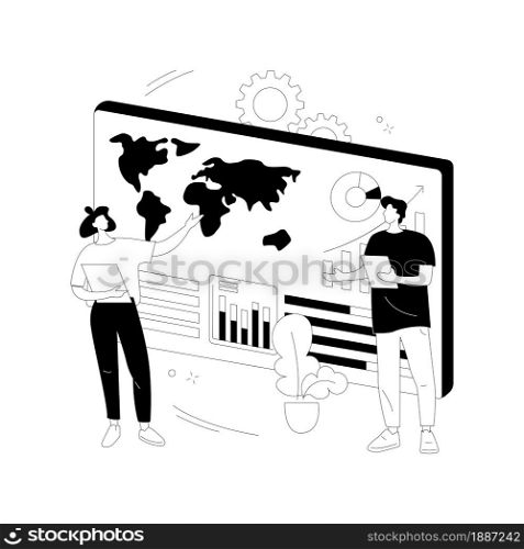 Climate data share and use abstract concept vector illustration. Climate information, global database, historical weather forecast, climate change data center, statistics abstract metaphor.. Climate data share and use abstract concept vector illustration.