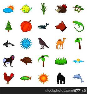 Climate icons set. Cartoon set of 25 climate vector icons for web isolated on white background. Climate icons set, cartoon style