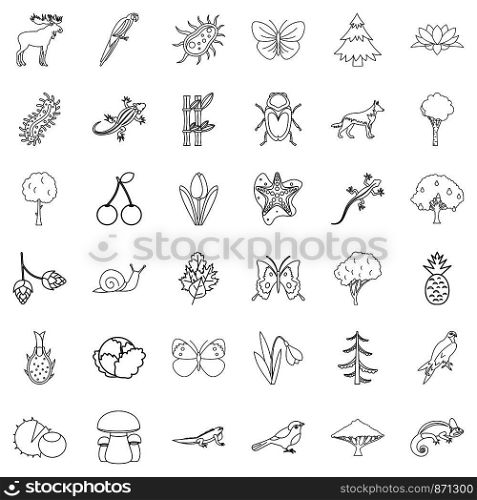 Climate icons set. Outline style of 36 climate vector icons for web isolated on white background. Climate icons set, outline style