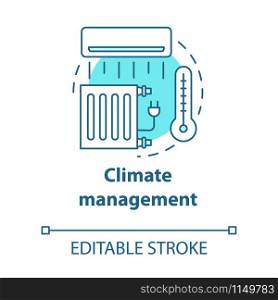 Climate management turquoise concept icon. Smart house idea thin line illustration. Innovative technology for apartment. Heating control. Vector isolated outline drawing. Editable stroke