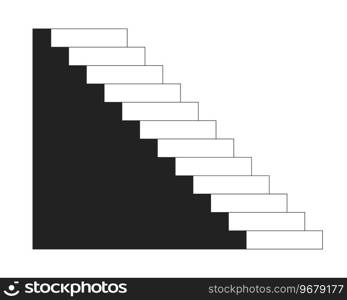 Climb ascending black and white 2D cartoon object. Stairway isolated vector outline item. Construction. New perspective entrance. Climbing achievement. Up and down monochromatic flat spot illustration. Climb ascending black and white 2D cartoon object