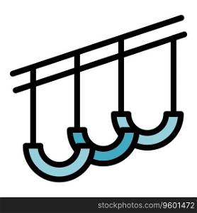 Climb line icon outline vector. Rope park. Extreme sport color flat. Climb line icon vector flat