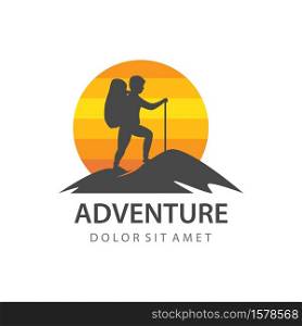 Climber expedition adventure illustration logo vector design
