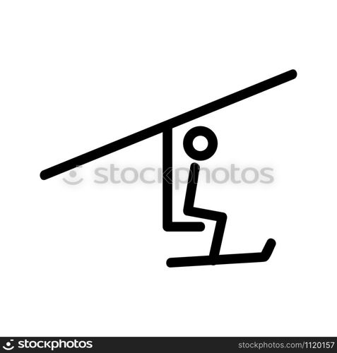 Climber on the lift icon vector. A thin line sign. Isolated contour symbol illustration. Climber on the lift icon vector. Isolated contour symbol illustration