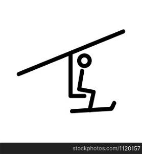 Climber on the lift icon vector. A thin line sign. Isolated contour symbol illustration. Climber on the lift icon vector. Isolated contour symbol illustration