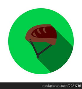 Climbing Helmet Icon. Flat Circle Stencil Design With Long Shadow. Vector Illustration.