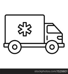 Clinic ambulance car icon. Outline clinic ambulance car vector icon for web design isolated on white background. Clinic ambulance car icon, outline style