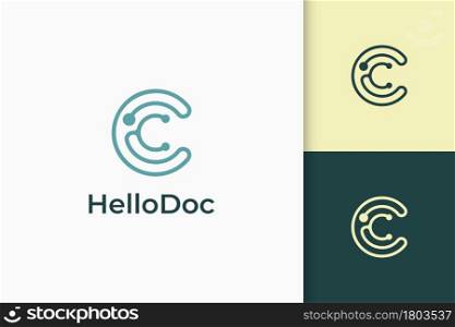Clinic or medic logo in stethoscope and letter c shape