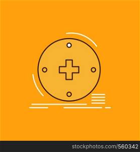 Clinical, digital, health, healthcare, telemedicine Flat Line Filled Icon. Beautiful Logo button over yellow background for UI and UX, website or mobile application. Vector EPS10 Abstract Template background