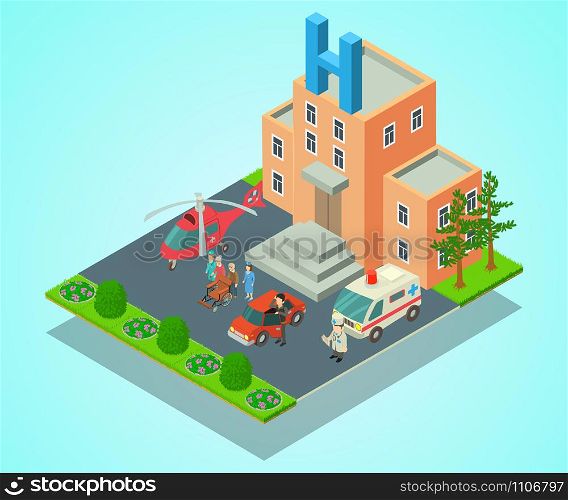 Clinical hospital concept banner. Isometric banner of clinical hospital vector concept for web, giftcard and postcard. Clinical hospital concept banner, isometric style