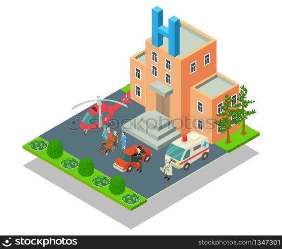 Clinical hospital concept banner. Isometric banner of clinical hospital vector concept for web, giftcard and postcard. Clinical hospital concept banner, isometric style