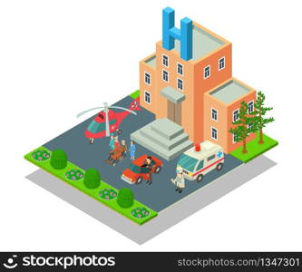 Clinical hospital concept banner. Isometric banner of clinical hospital vector concept for web, giftcard and postcard. Clinical hospital concept banner, isometric style