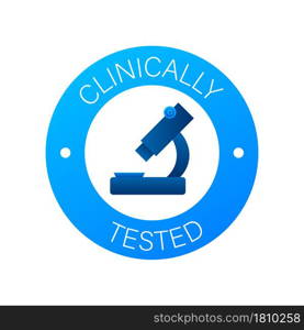 Clinically tested sign. Lab tested sign. Check mark and laboratory flask. Vector stock illustration. Clinically tested sign. Lab tested sign. Check mark and laboratory flask. Vector stock illustration.