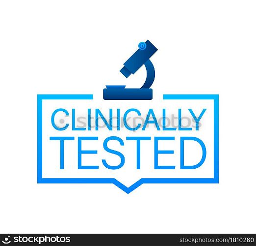 Clinically tested sign. Lab tested sign. Check mark and laboratory flask. Vector stock illustration. Clinically tested sign. Lab tested sign. Check mark and laboratory flask. Vector stock illustration.