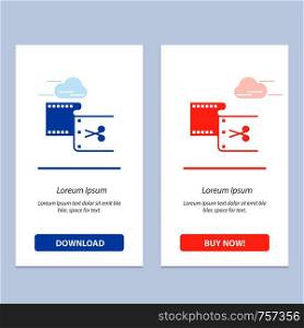 Clip, Cut, Edit, Editing, Movie Blue and Red Download and Buy Now web Widget Card Template