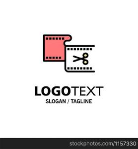 Clip, Cut, Edit, Editing, Movie Business Logo Template. Flat Color
