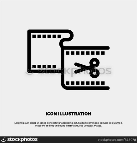 Clip, Cut, Edit, Editing, Movie Line Icon Vector