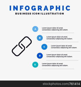 Clip, Paper, Pin, Metal Line icon with 5 steps presentation infographics Background