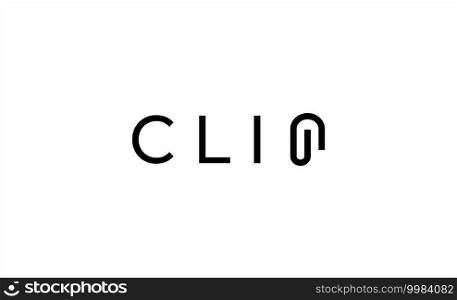 clip text logo design minimal vector illustration