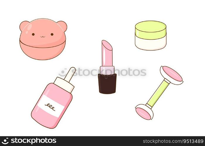 clipart korean cosmetics cute. Vector illustration isolated