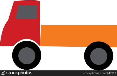 Clipart of a toy truck painted in red and orange color vector color drawing or illustration