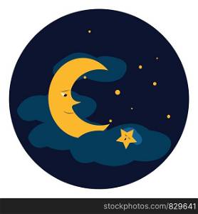 Clipart of blue sky with star and moon vector or color illustration