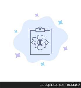 Clipboard, Business, Diagram, Flow, Process, Work, Workflow Blue Icon on Abstract Cloud Background