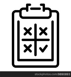 Clipboard checklist icon. Outline clipboard checklist vector icon for web design isolated on white background. Clipboard checklist icon, outline style