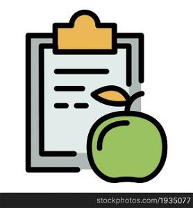 Clipboard diet icon. Outline clipboard diet vector icon color flat isolated. Clipboard diet icon color outline vector