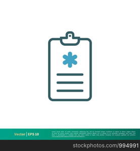 Clipboard Form, Medical Document, Healthcare Icon Vector Logo Template Illustration Design. Vector EPS 10.