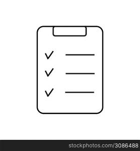 Clipboard icon. Checklist illustration symbol. Sign paper document vector.