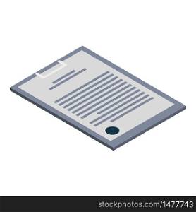 Clipboard icon. Isometric of clipboard vector icon for web design isolated on white background. Clipboard icon, isometric style