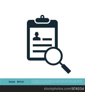 Clipboard Paper Magnifying Glass Icon Vector Logo Template Illustration Design. Vector EPS 10.