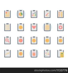Clipboard related icon and symbol set in flat design