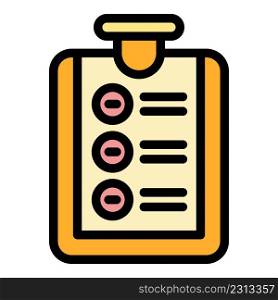 Clipboard request icon. Outline clipboard request vector icon color flat isolated. Clipboard request icon color outline vector