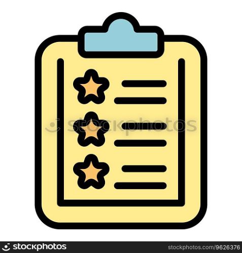 Clipboard review icon outline vector. Certificate quality. Food safety color flat. Clipboard review icon vector flat