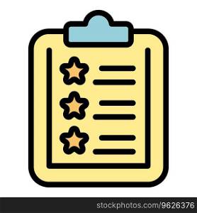 Clipboard review icon outline vector. Certificate quality. Food safety color flat. Clipboard review icon vector flat